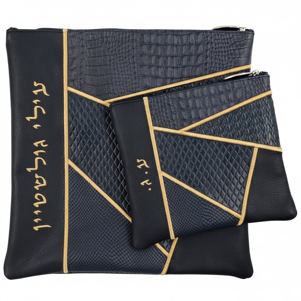 Exclusive Handcrafted Exotic Leather Tallit & Tefillin Bag - Style 4052-B1